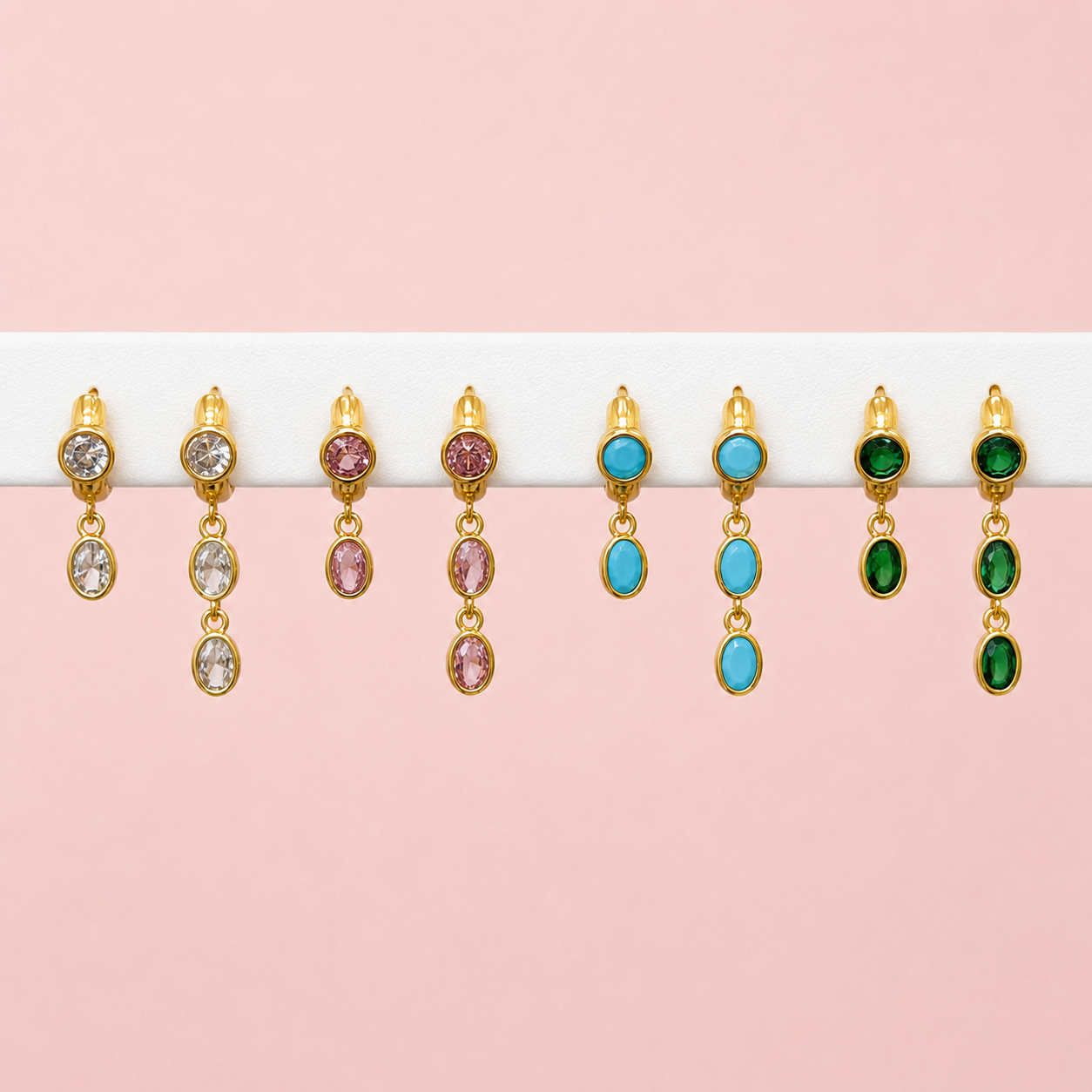 Double Drop Sparkle Huggie Earrings