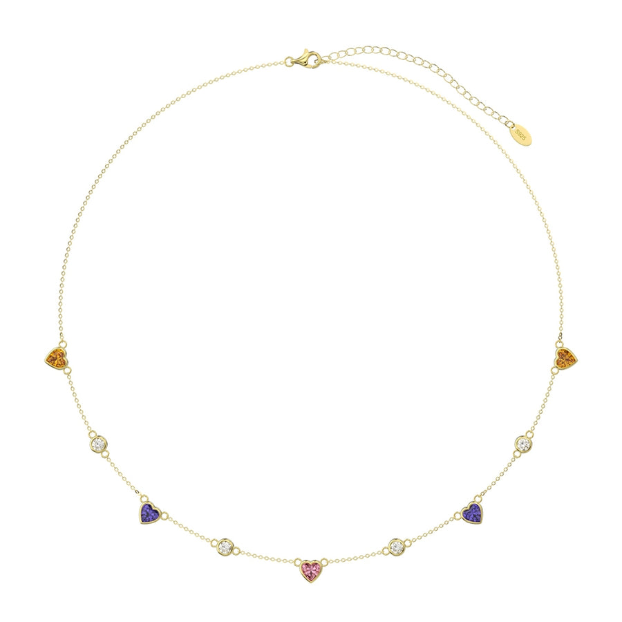 Crystal Color Hearts Necklace