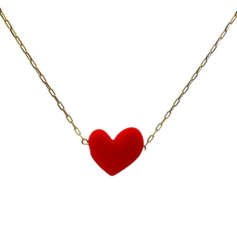 Red Heart Paper clip Necklace