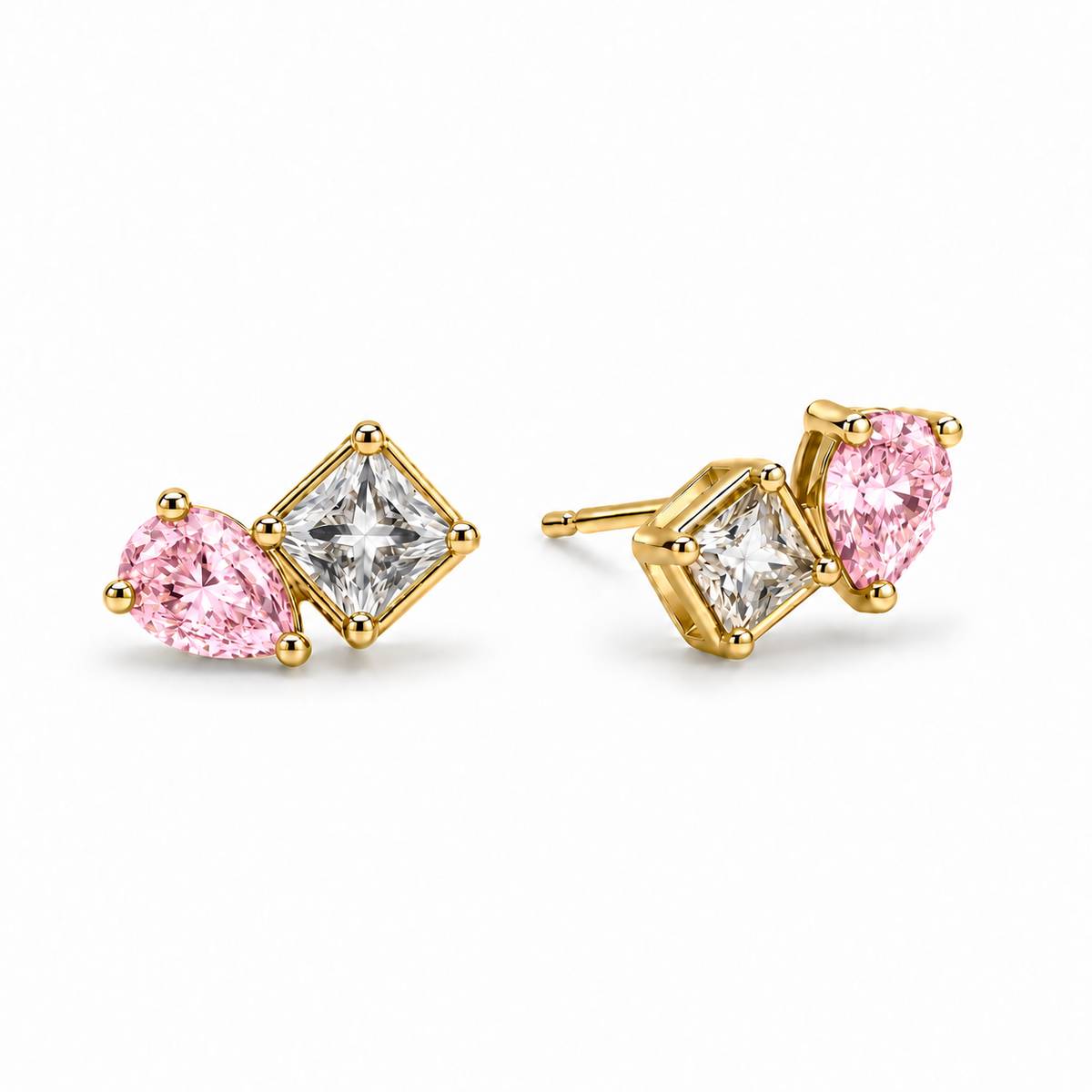 Color Duo Crystal Stud Earrings