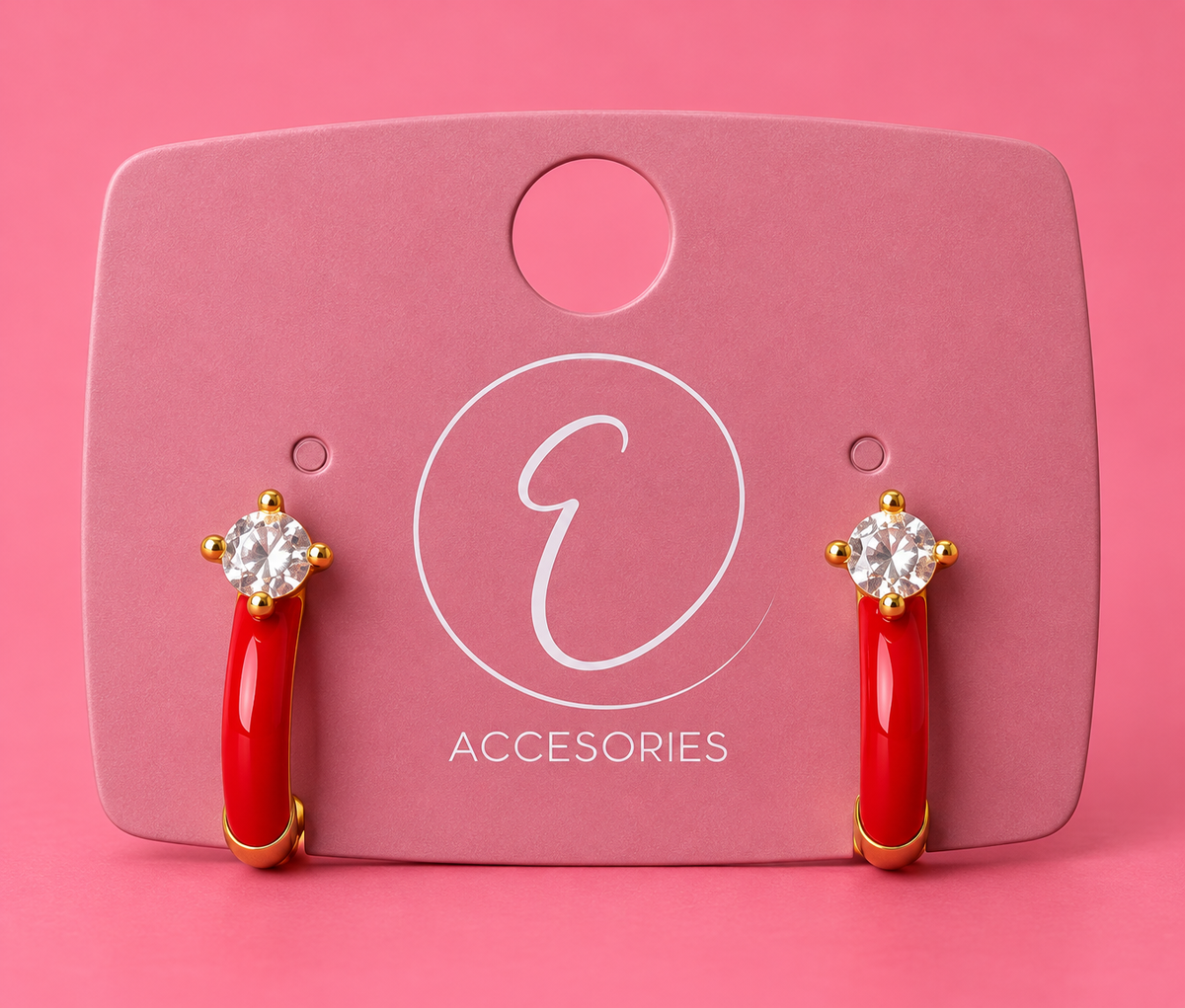 Enamel Oval Diamond Hoops