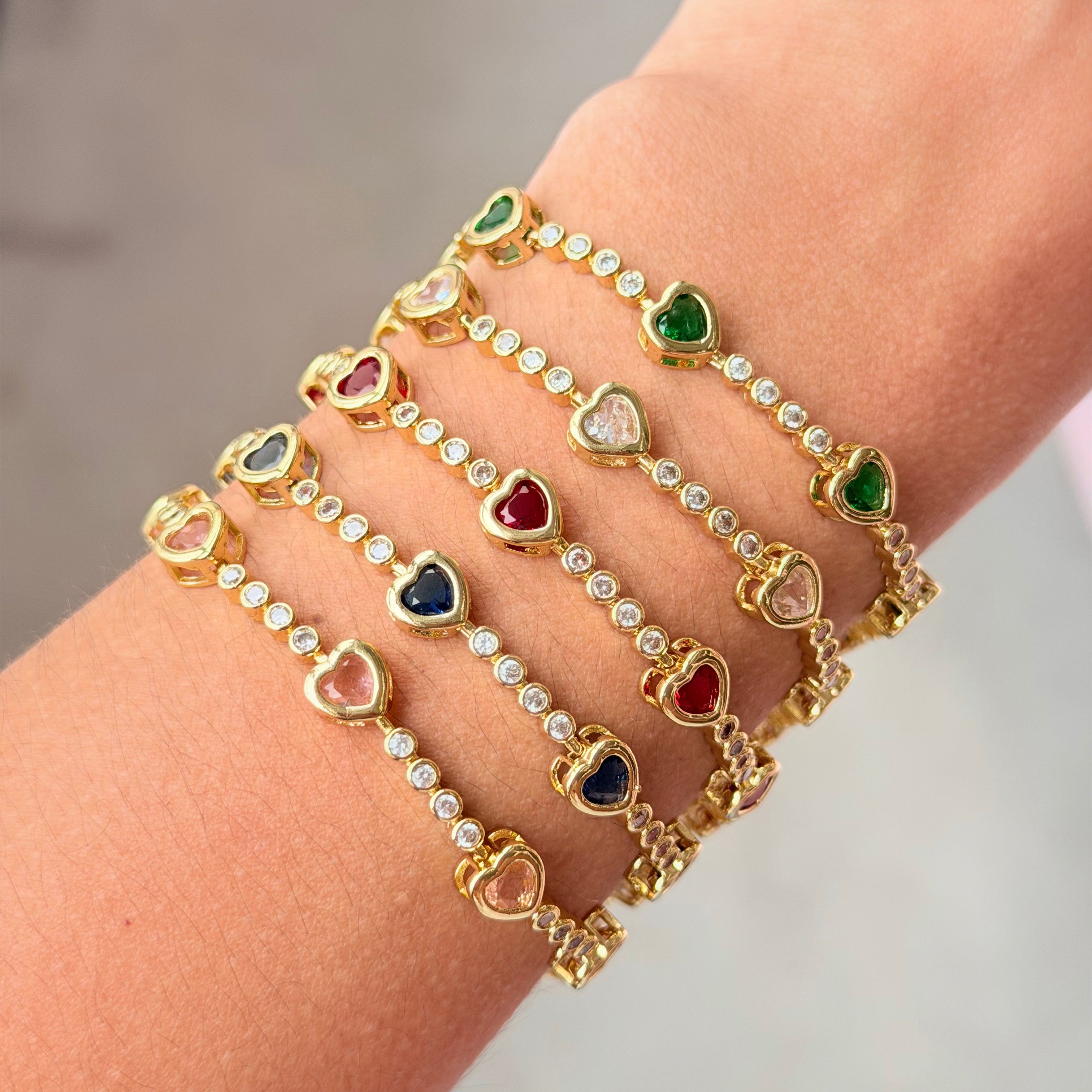 Heart Color and Diamond Bracelet