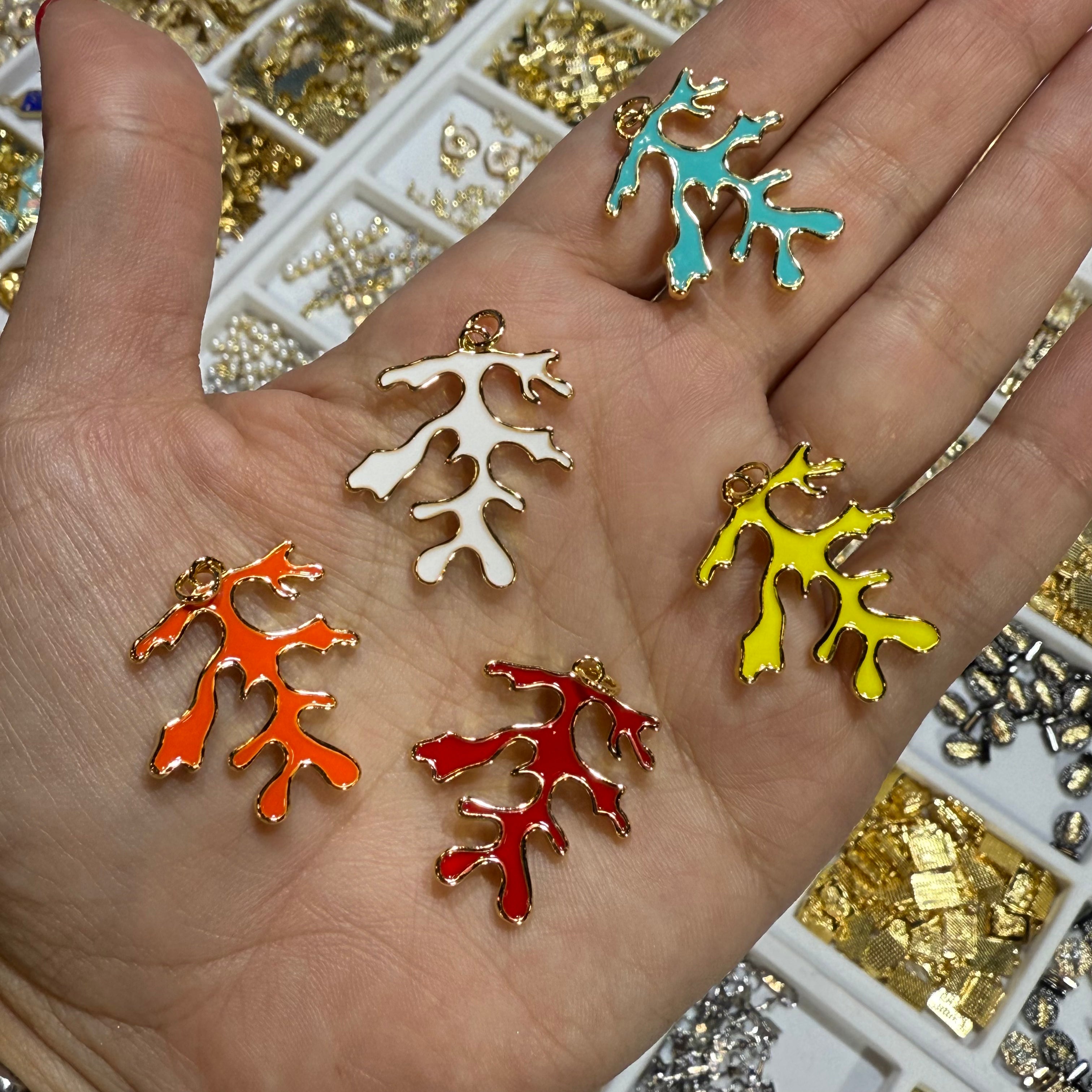 Seaweed Enamel Charms
