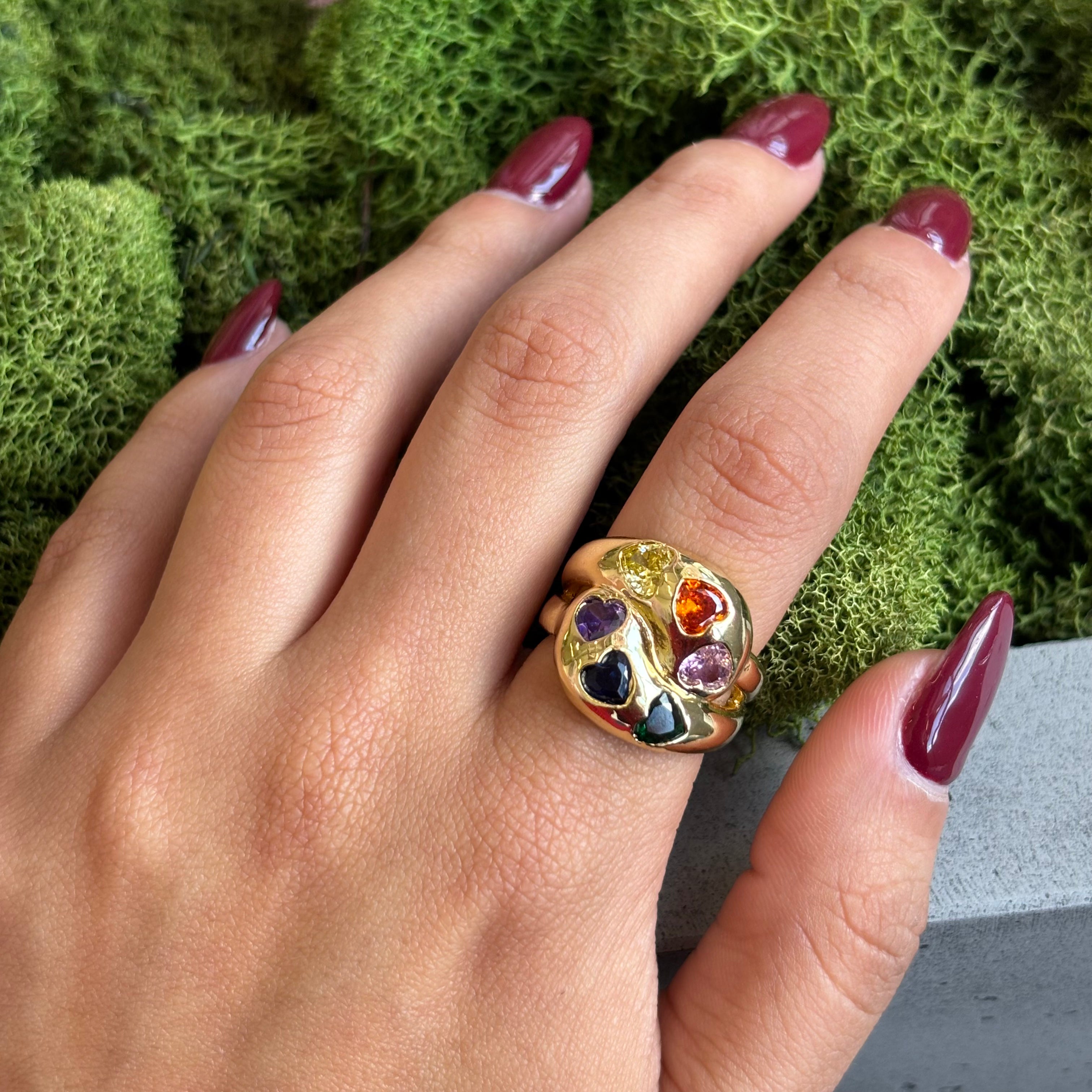 Hearts Color Crystal Ring