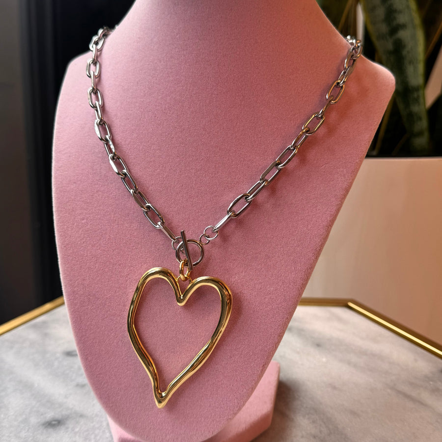 Irregular Heart Paper Clip Necklace