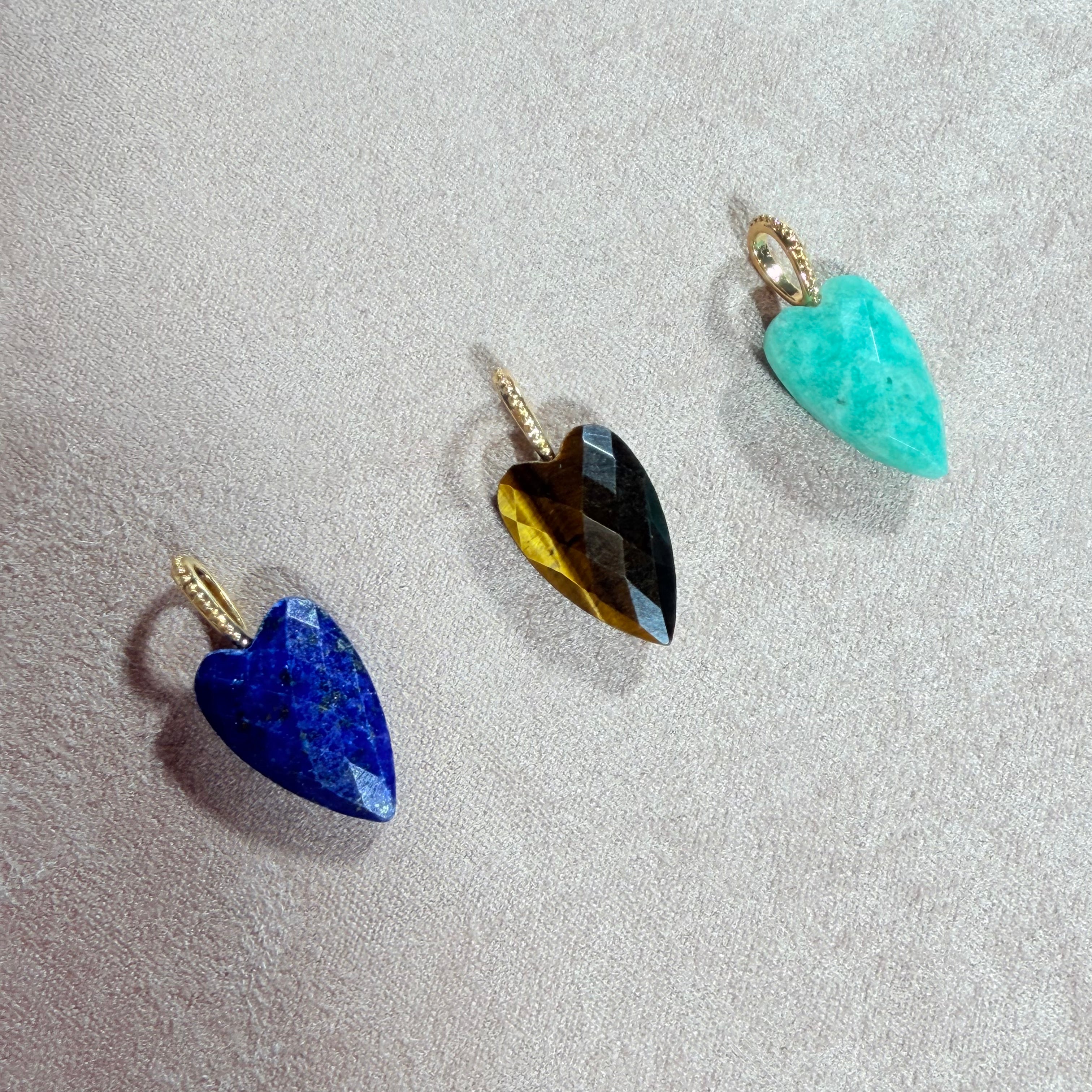 Heart long Natural Stone Charm