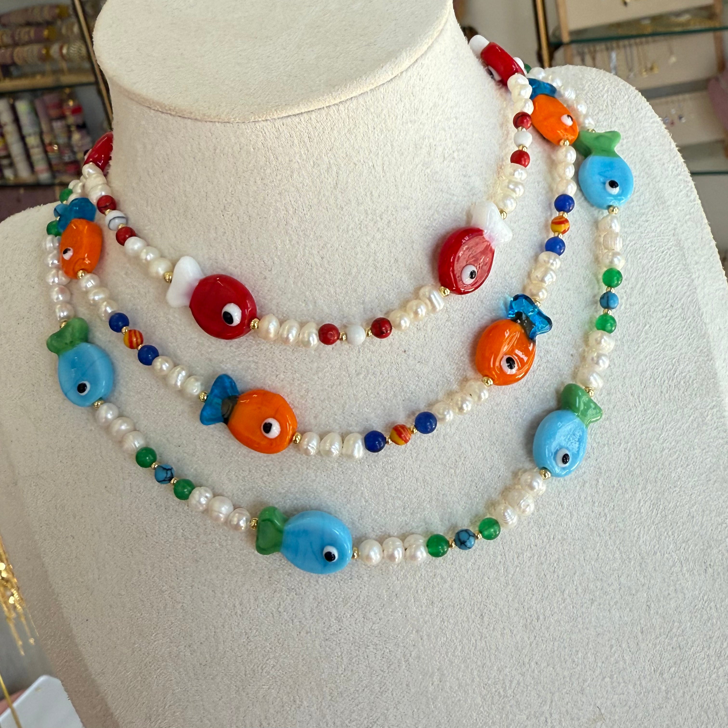 Fish Bubble and Pearl Necklace Collection