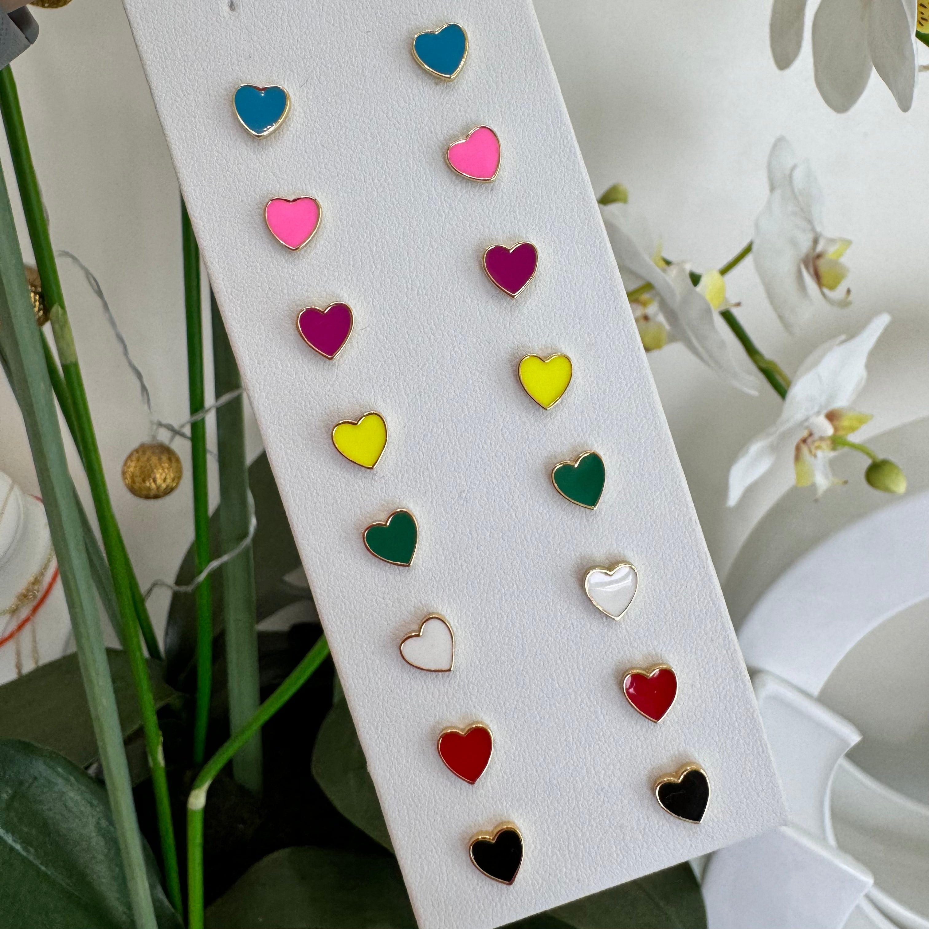 Enamel Hearts Earring