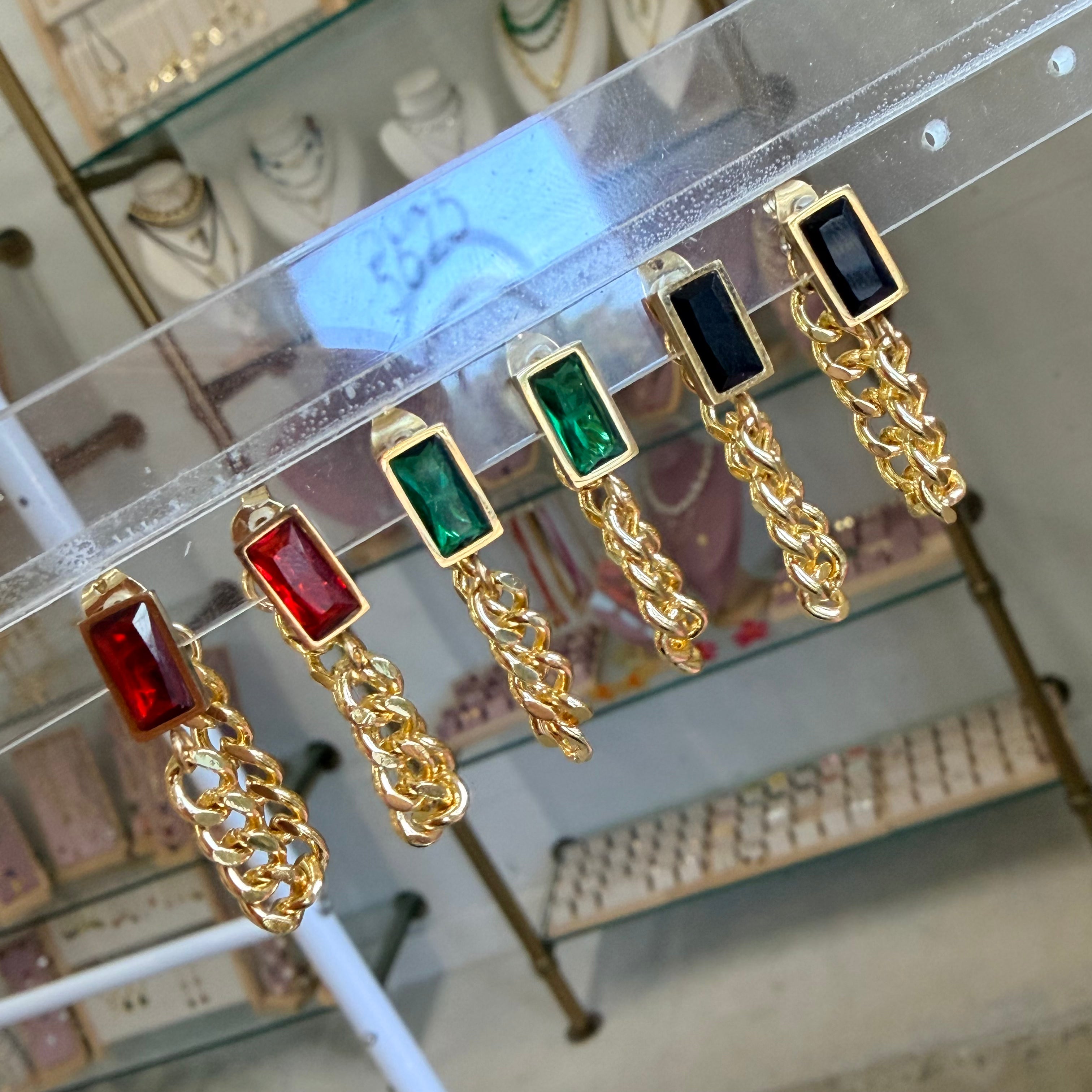 Rectangle Crystal Cuban Earrings