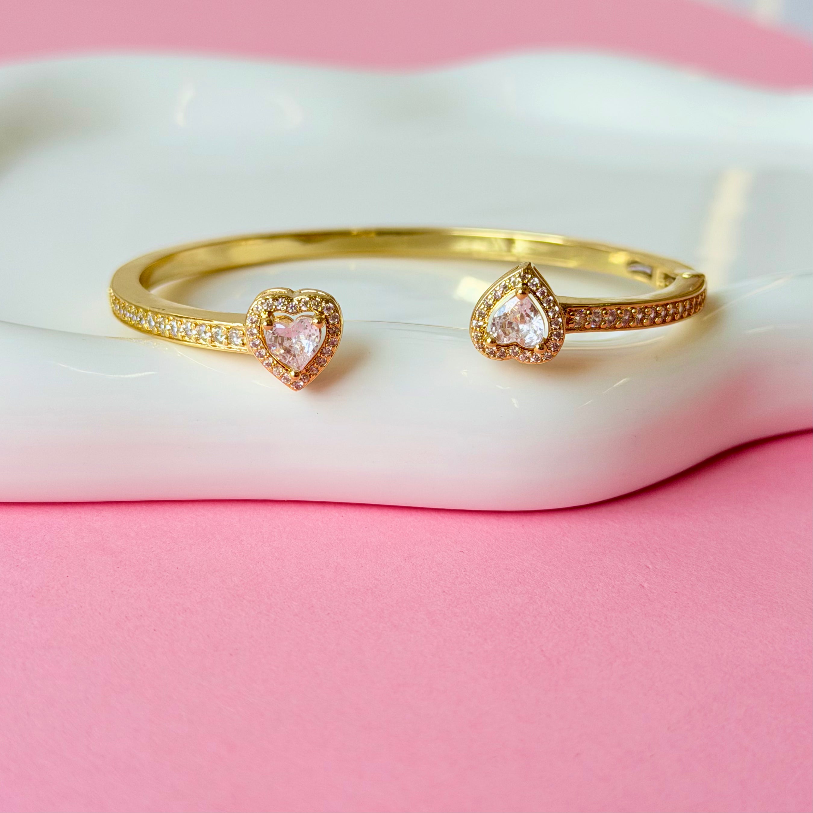 Golden Twin Heart Cuff