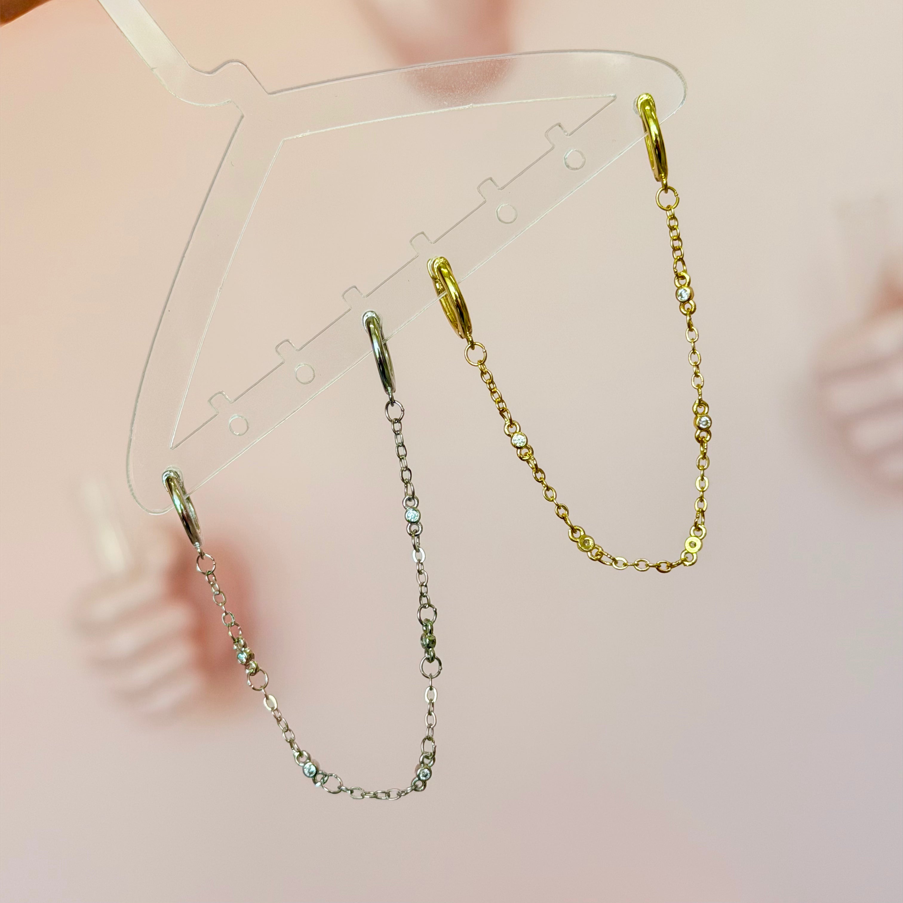 Delicate Crystals Dots Double Hoops