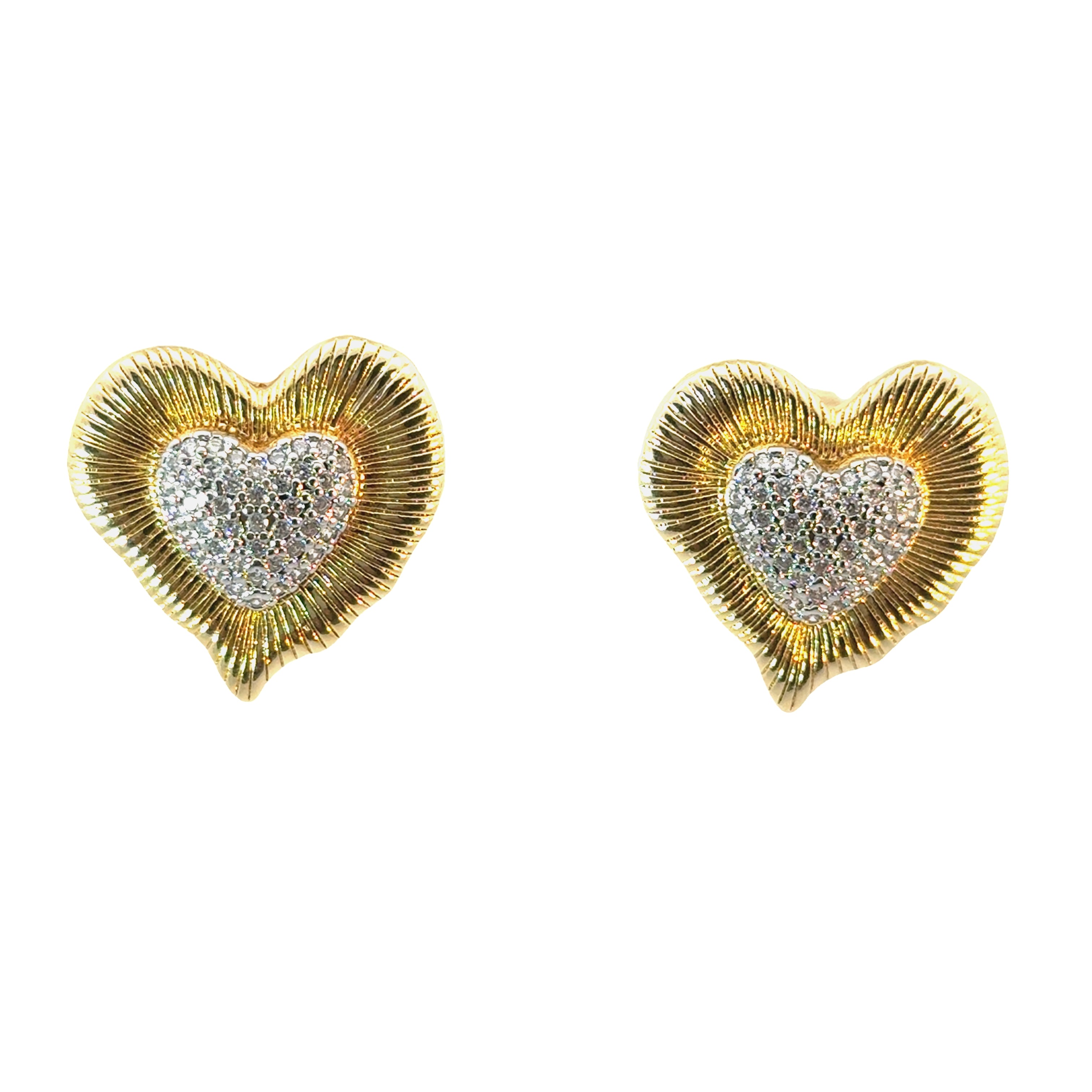 Golden Glow Two Tone Heart Earrings