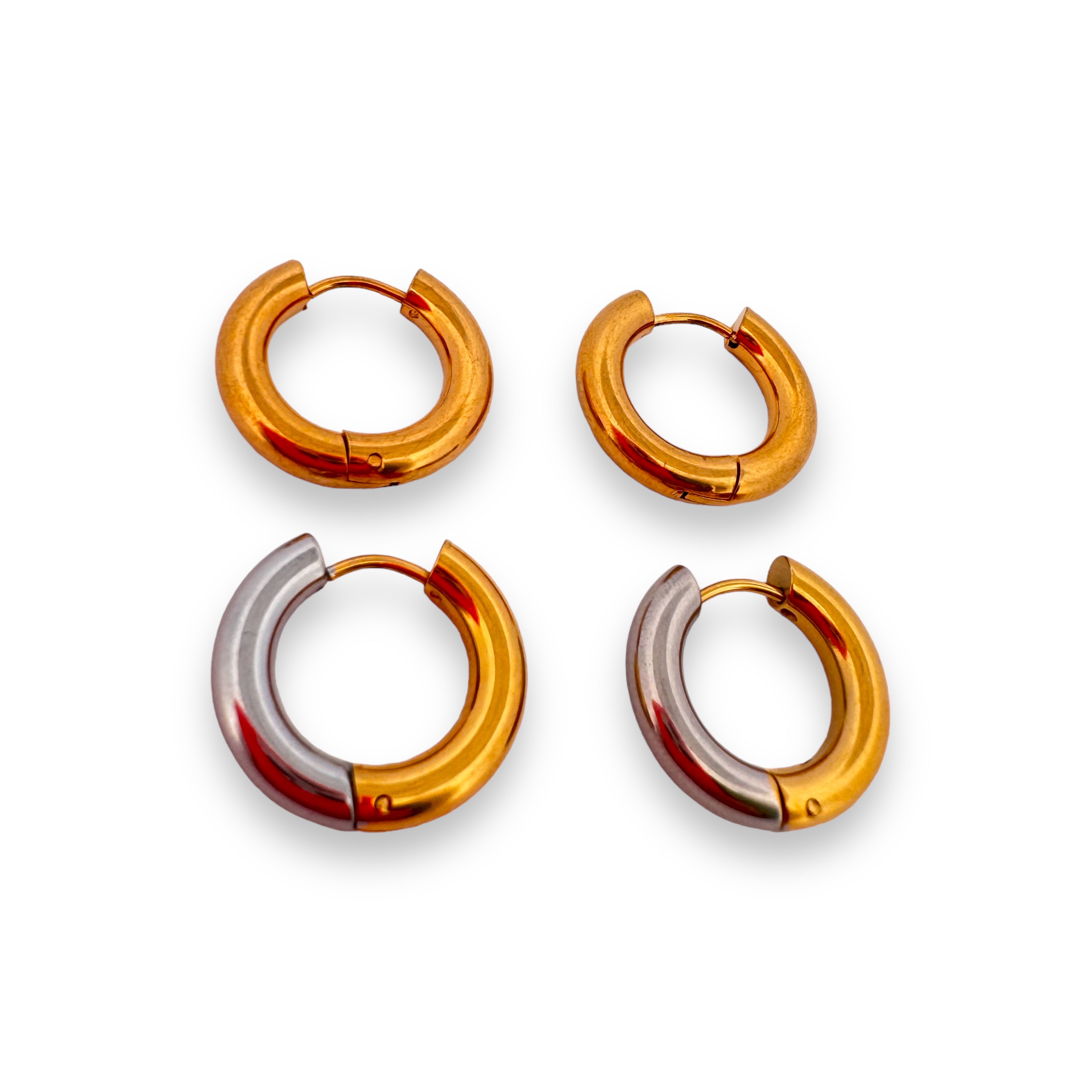 Chunky Doble Tone Hoops