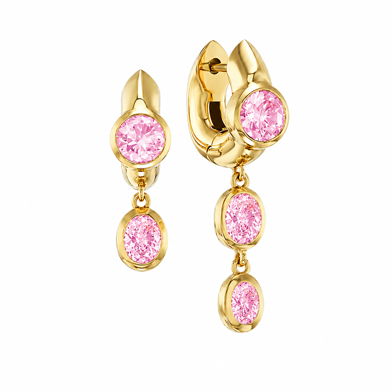 Double Drop Sparkle Huggie Earrings