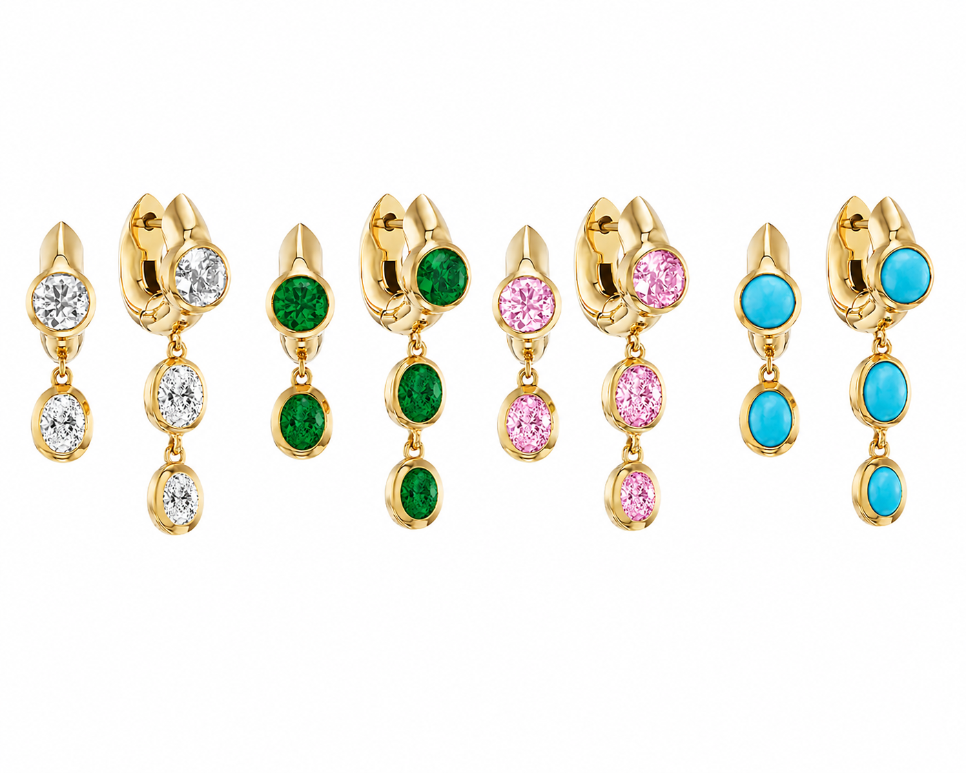 Double Drop Sparkle Huggie Earrings