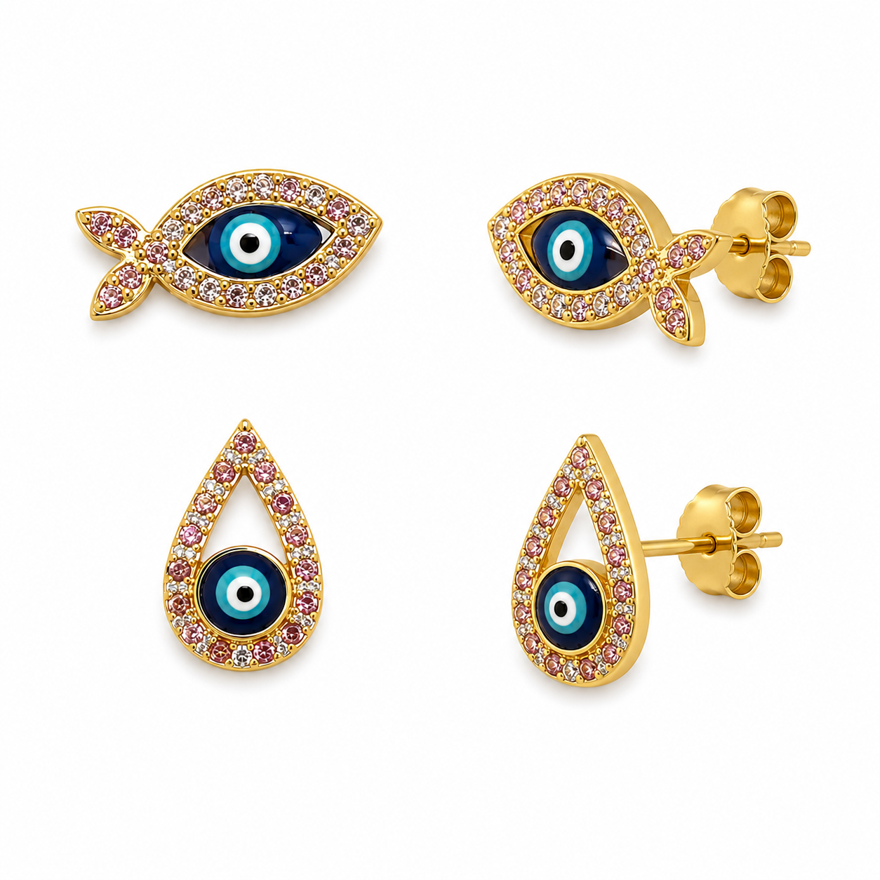 Mini Crystal Evil Eye Earring