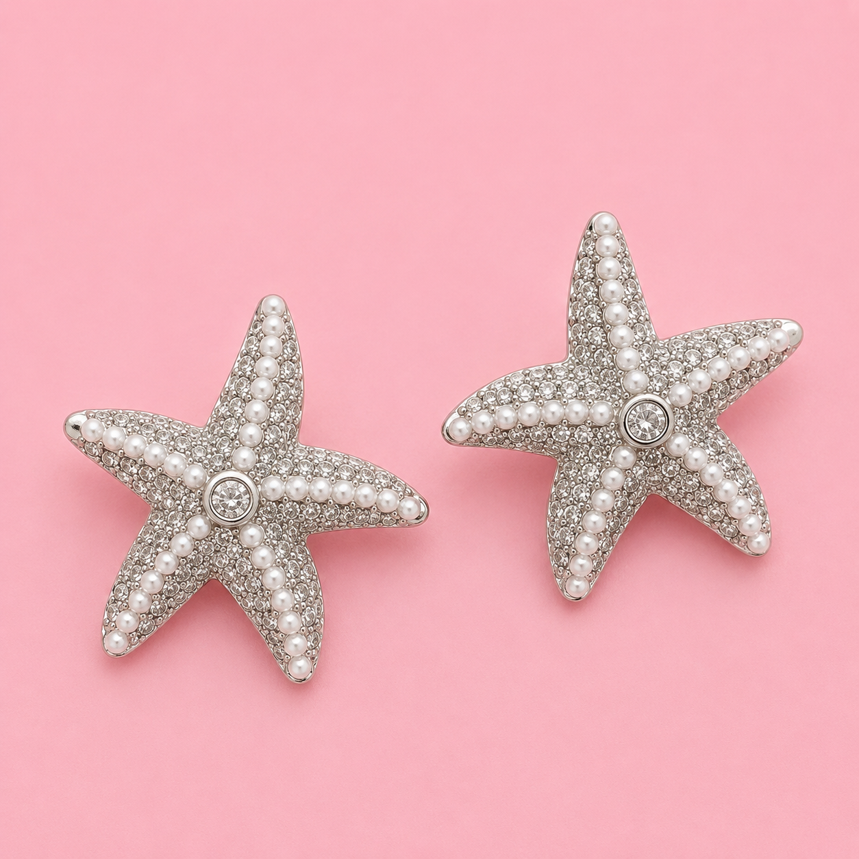 Pearl Fish Star Earrings