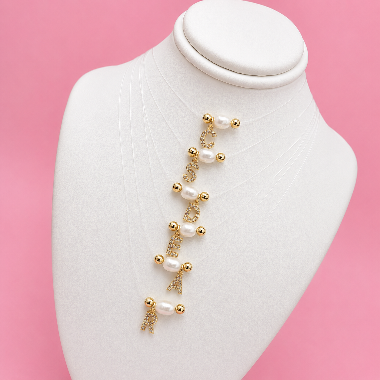 Pearl Zirconium Letter Initials