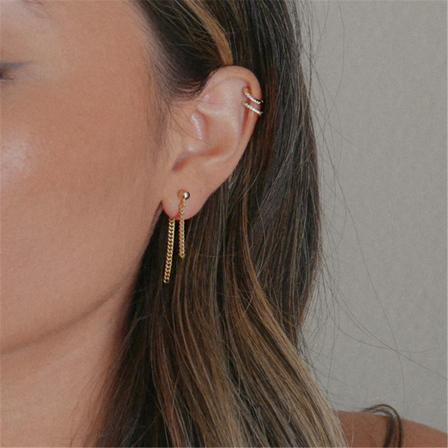 Chain Beads Layer Earrings