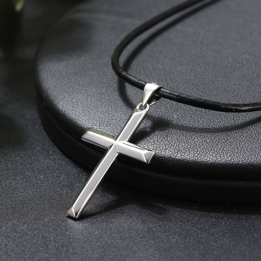 Classic Leather Cross Necklace