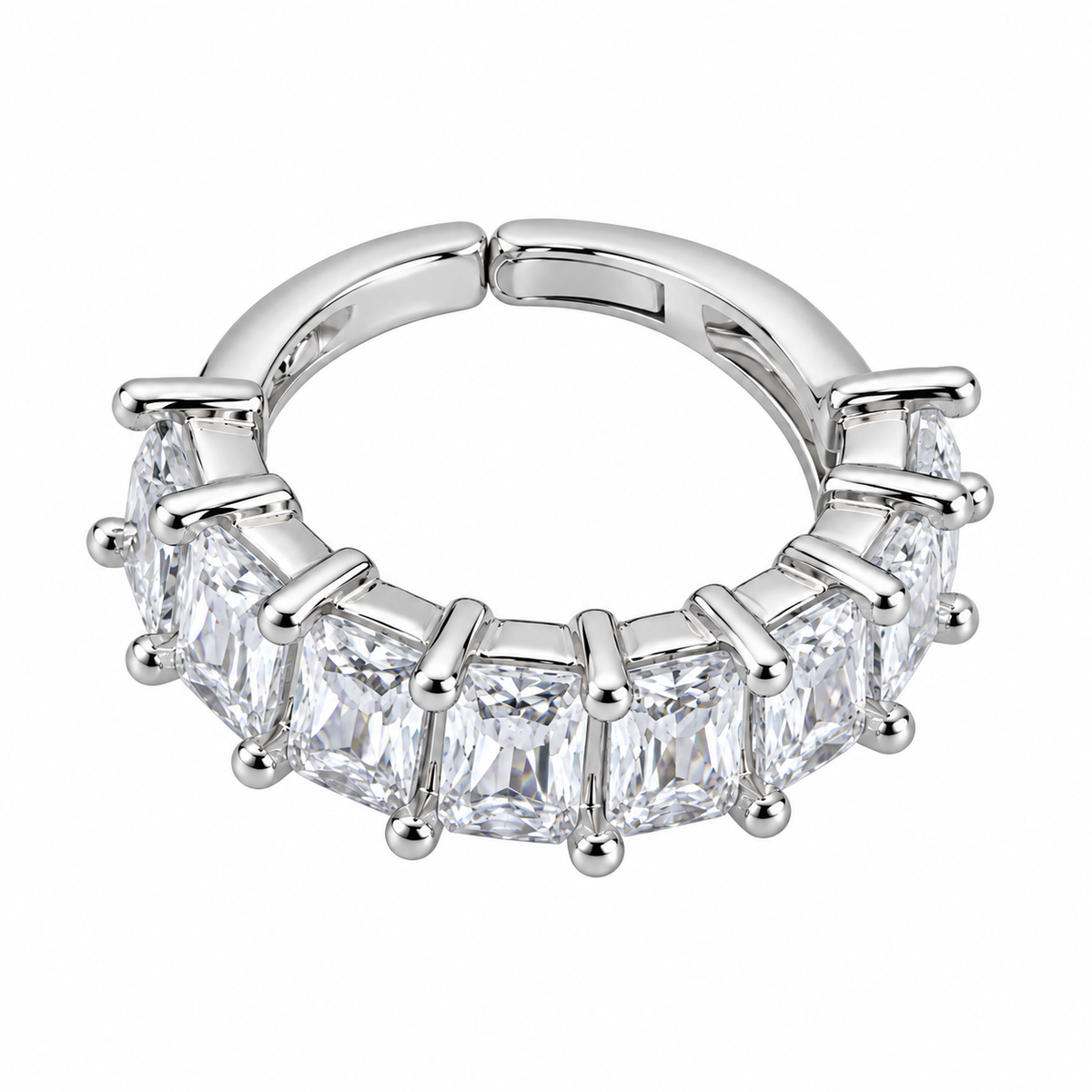 Rectangle White Crystals Ring