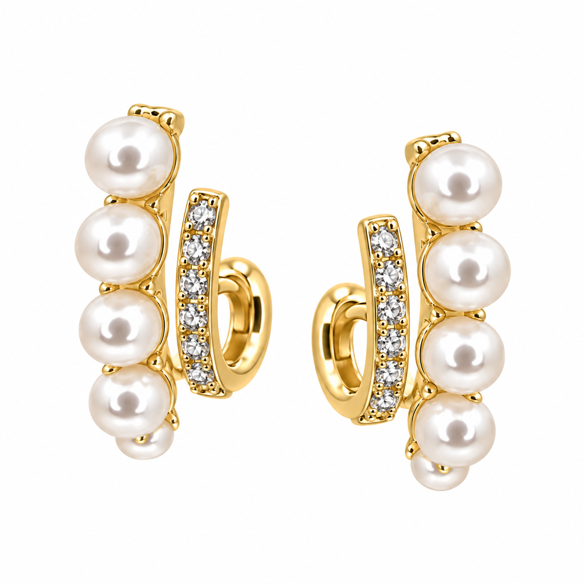 Double Zirconium Pearl Earrings