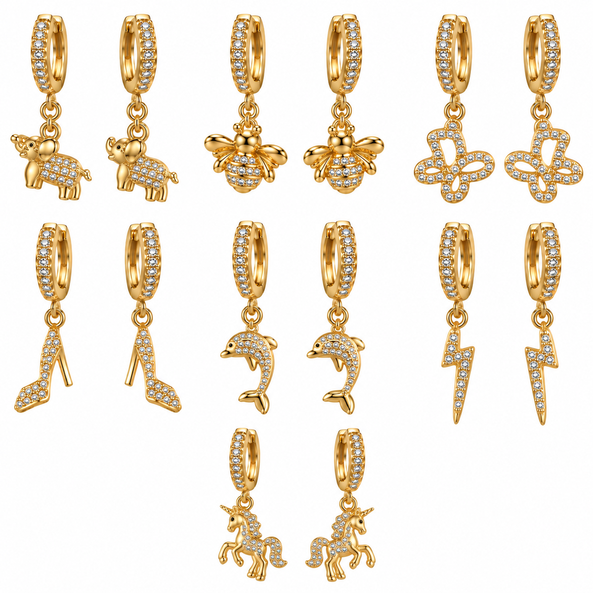 White Crystals Hoops