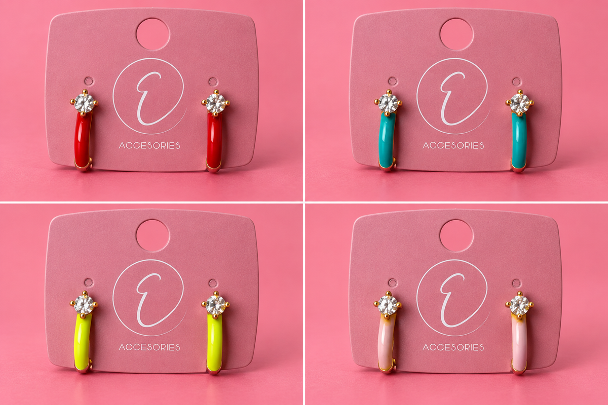 Enamel Oval Diamond Hoops