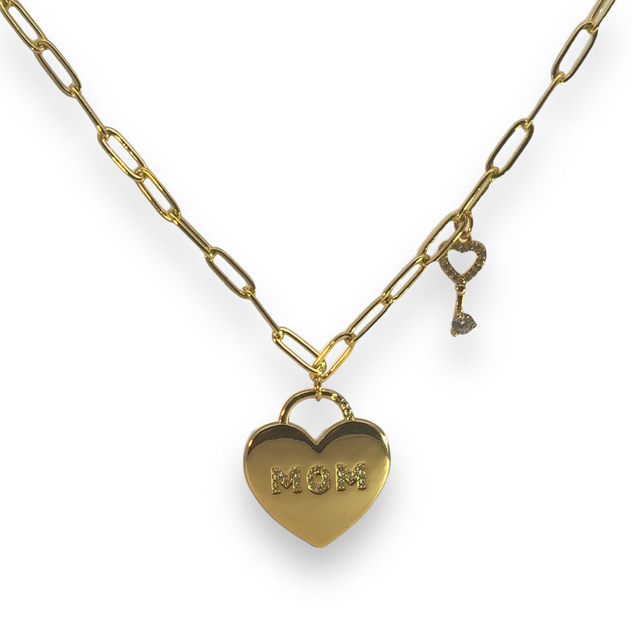 Mom Heart Lock Necklace