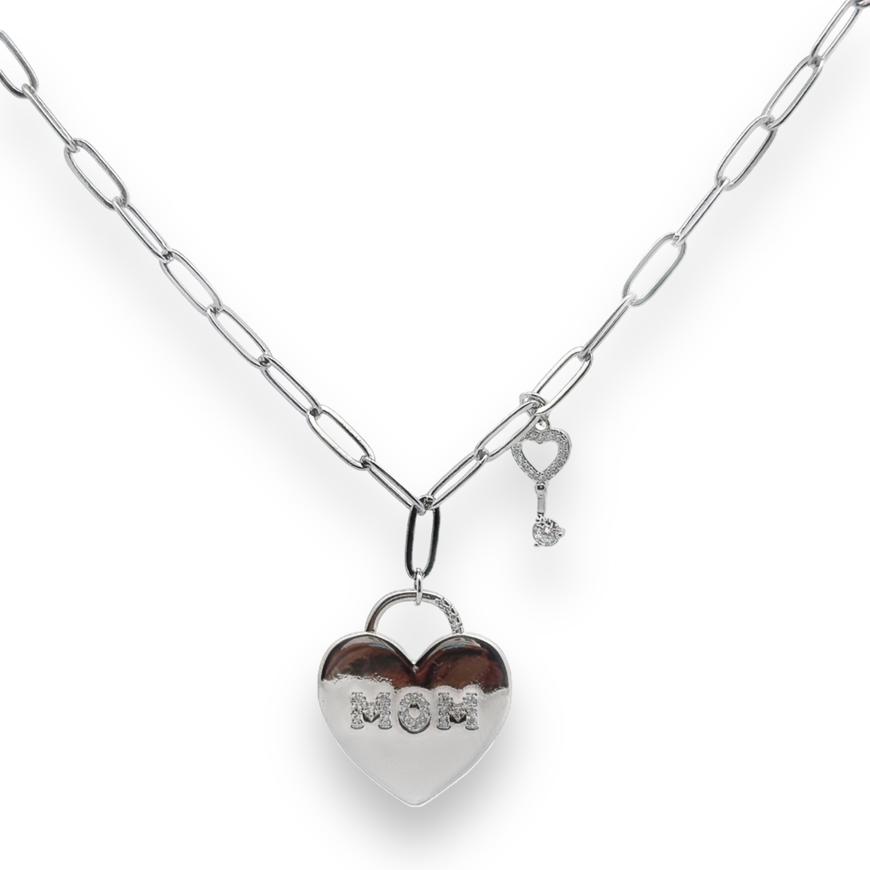 Mom Heart Lock Necklace
