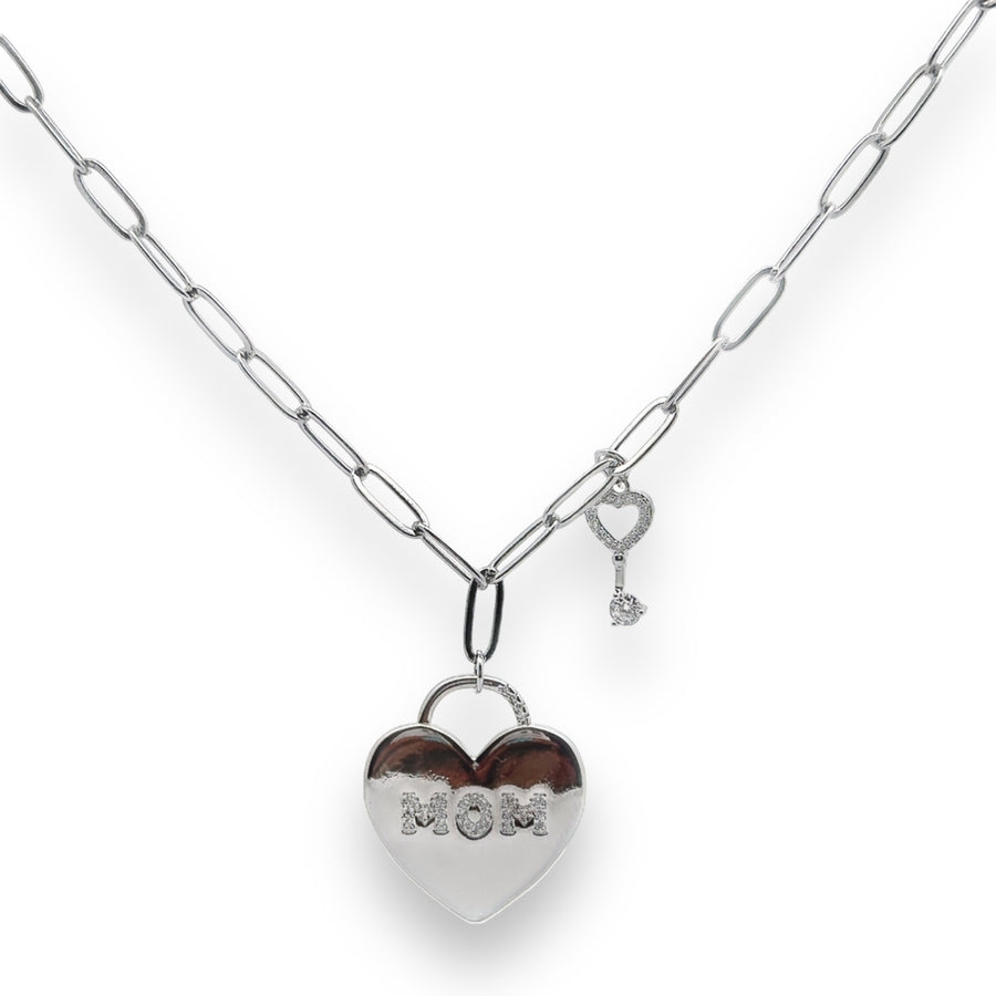 Mom Heart Lock Charm