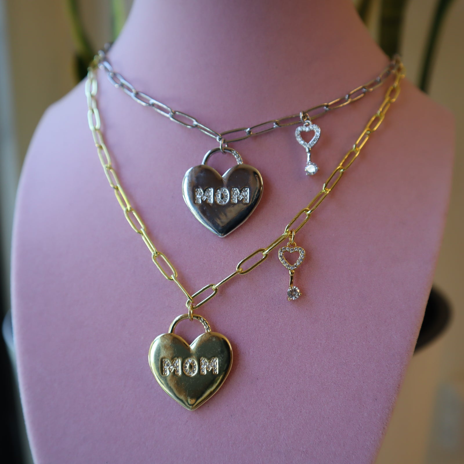 Mom Heart Lock Necklace