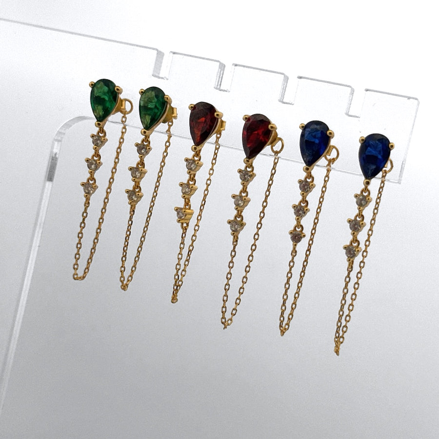 Crystal Color Chain Earring