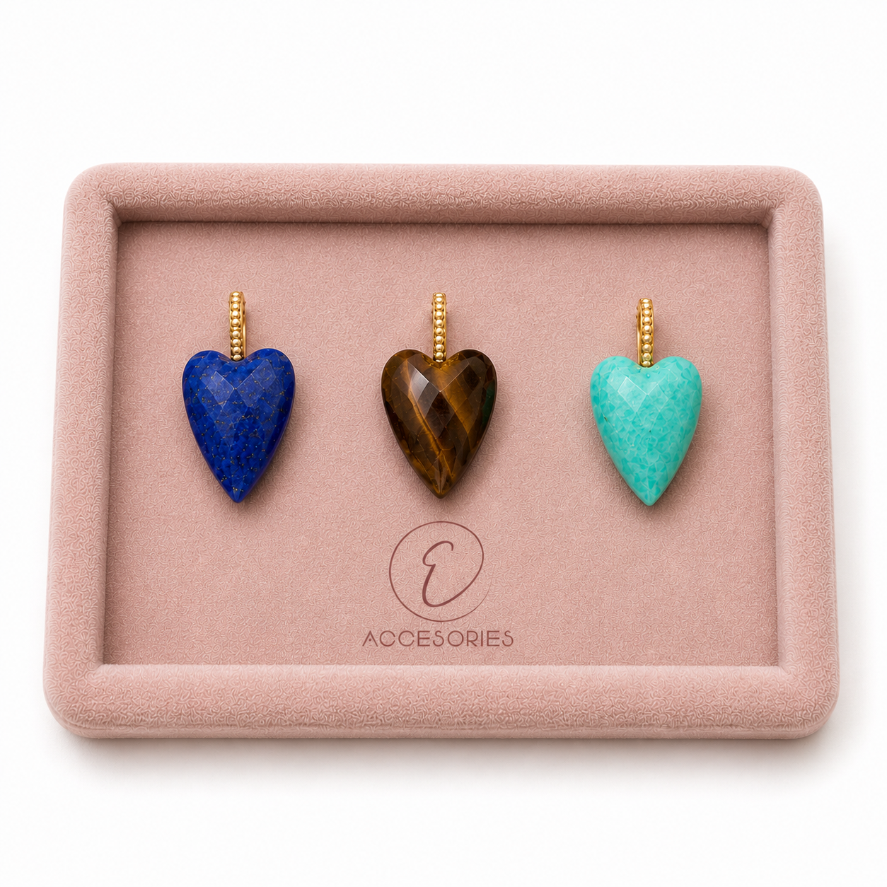 Heart long Natural Stone Charm