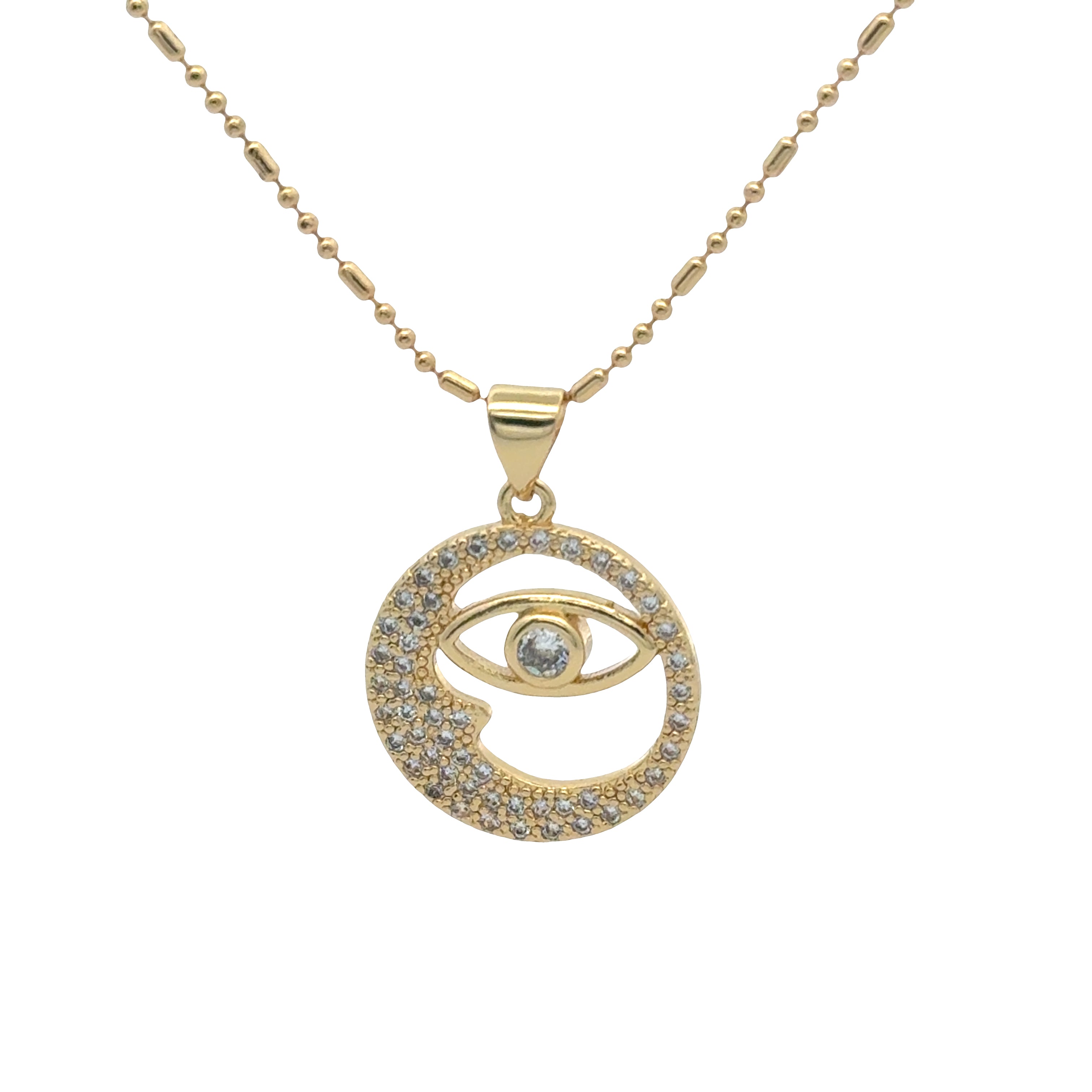Moon and Evil Eye Necklace