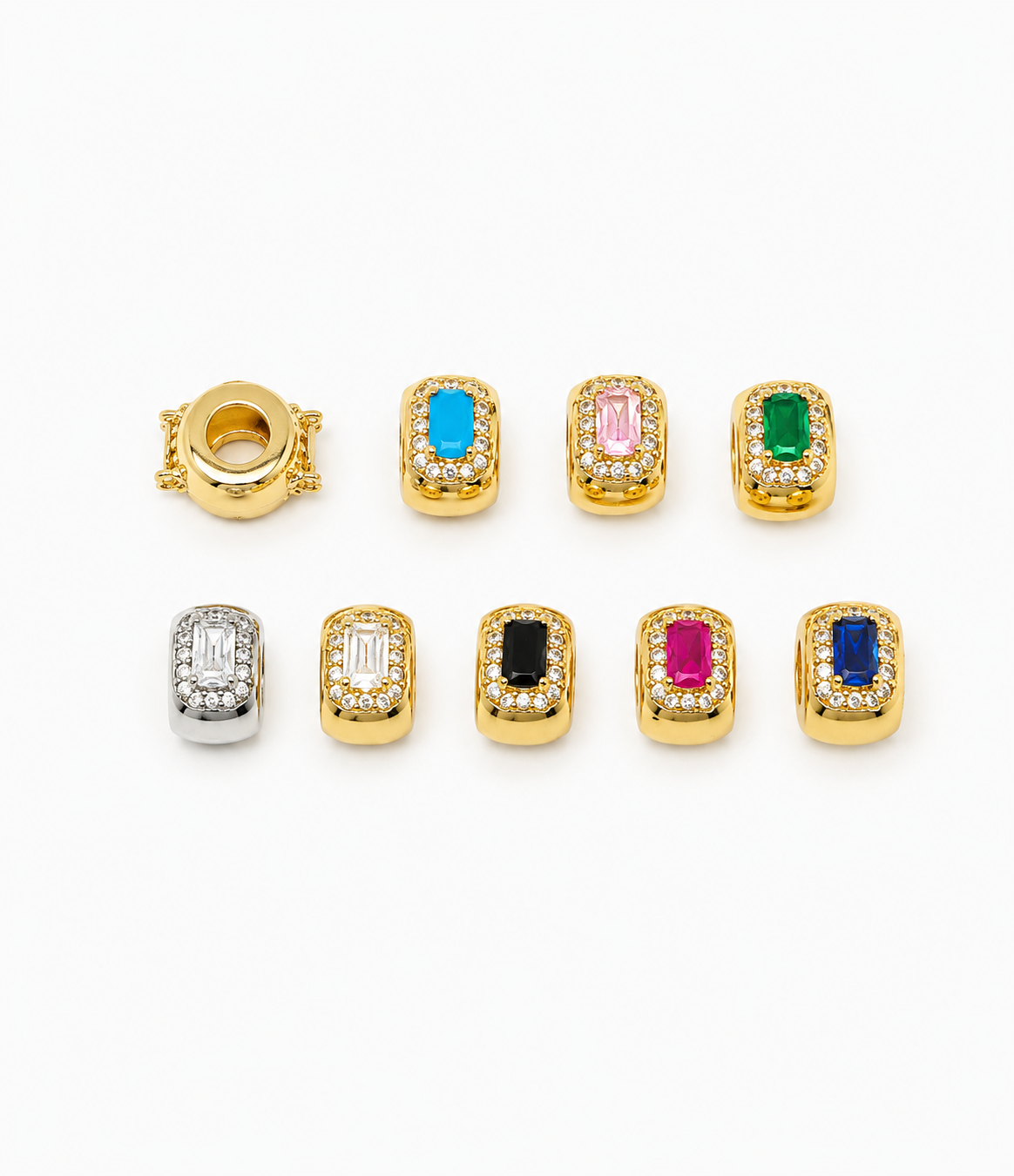 Baguette Zirconium Frame Rolling Charm