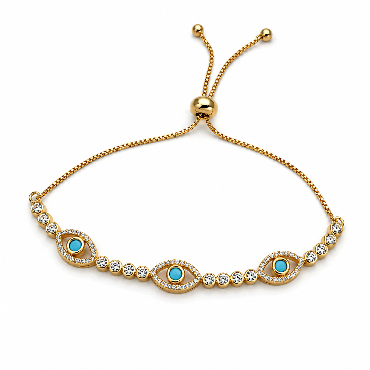 White Crystals and Evil eyes Bracelet