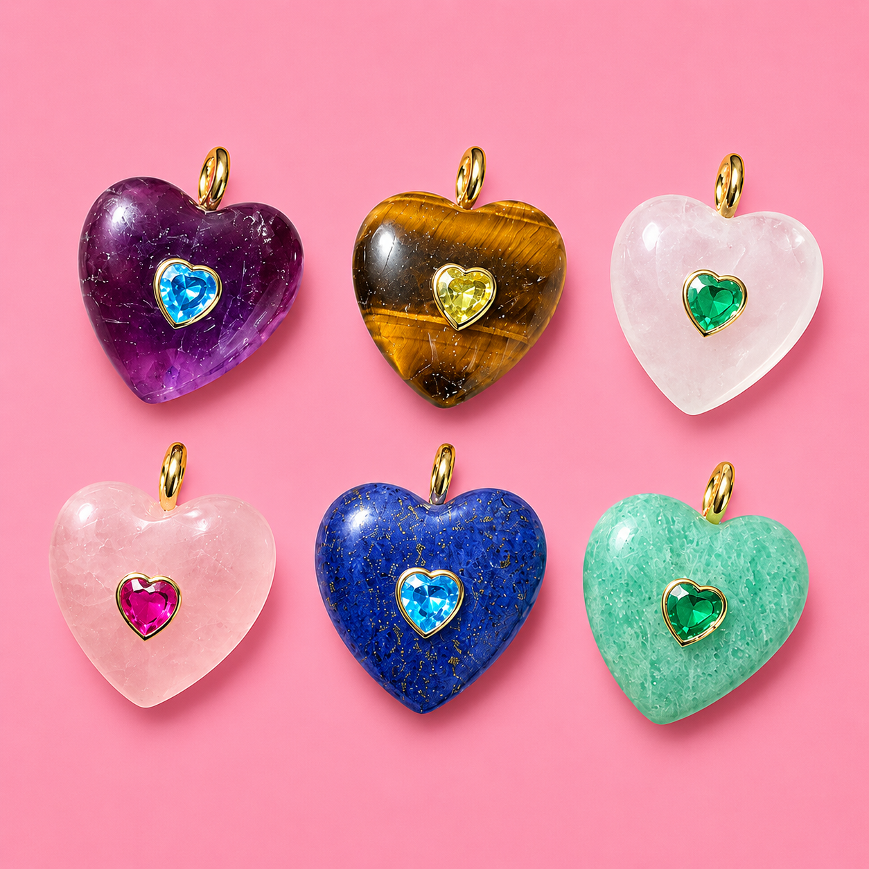 Natural Stone Heart Charm