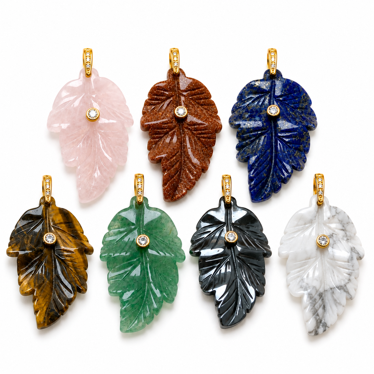 Leaf Natural Gemstone Charm