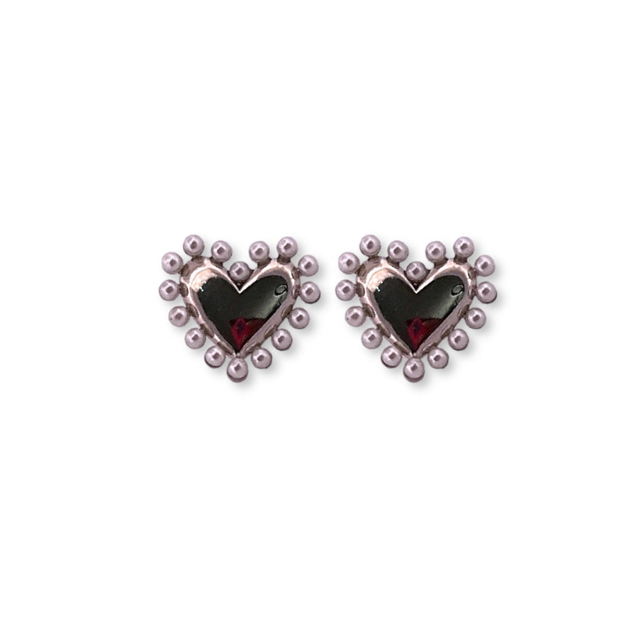 Pearls Frame Hearts Earrings