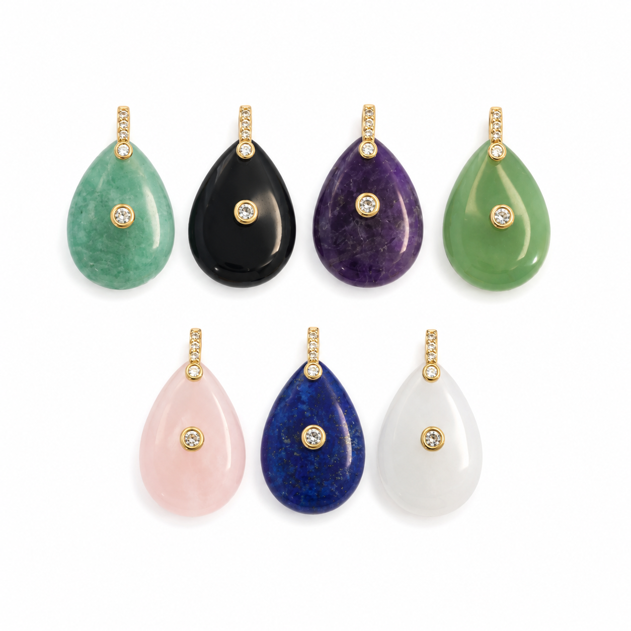 Natural Stone Teardrop Charm