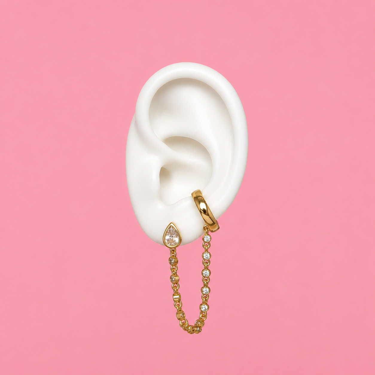 Celeste Drop Chain Earrings Plus Earcuff