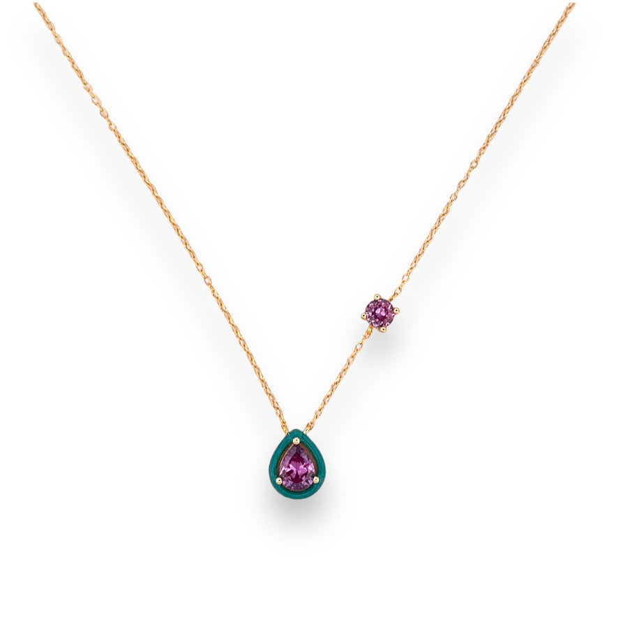 Tear Enamel Crystal Color Necklace