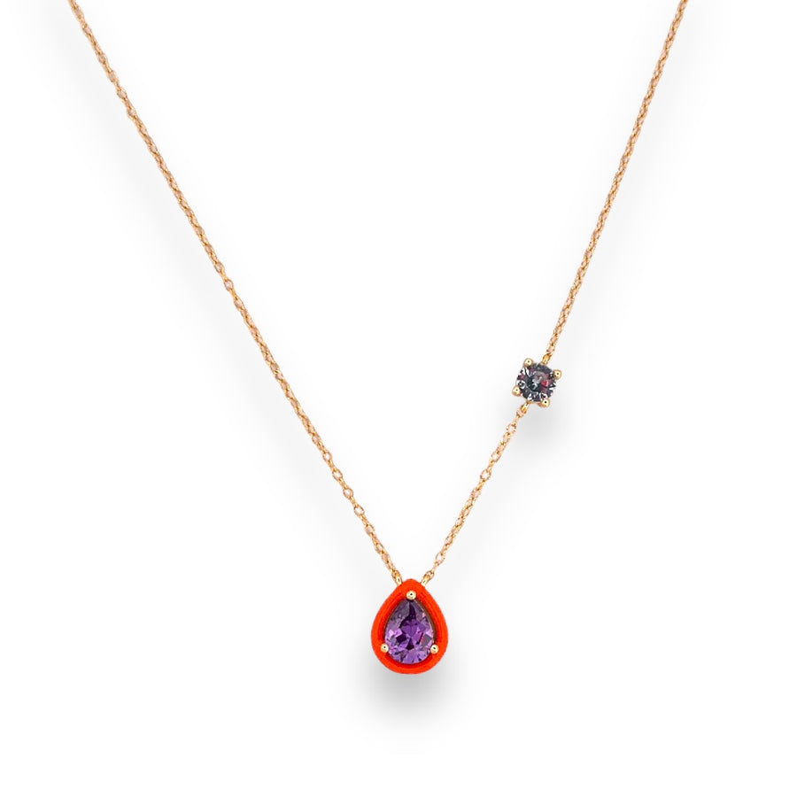 Tear Enamel Crystal Color Necklace