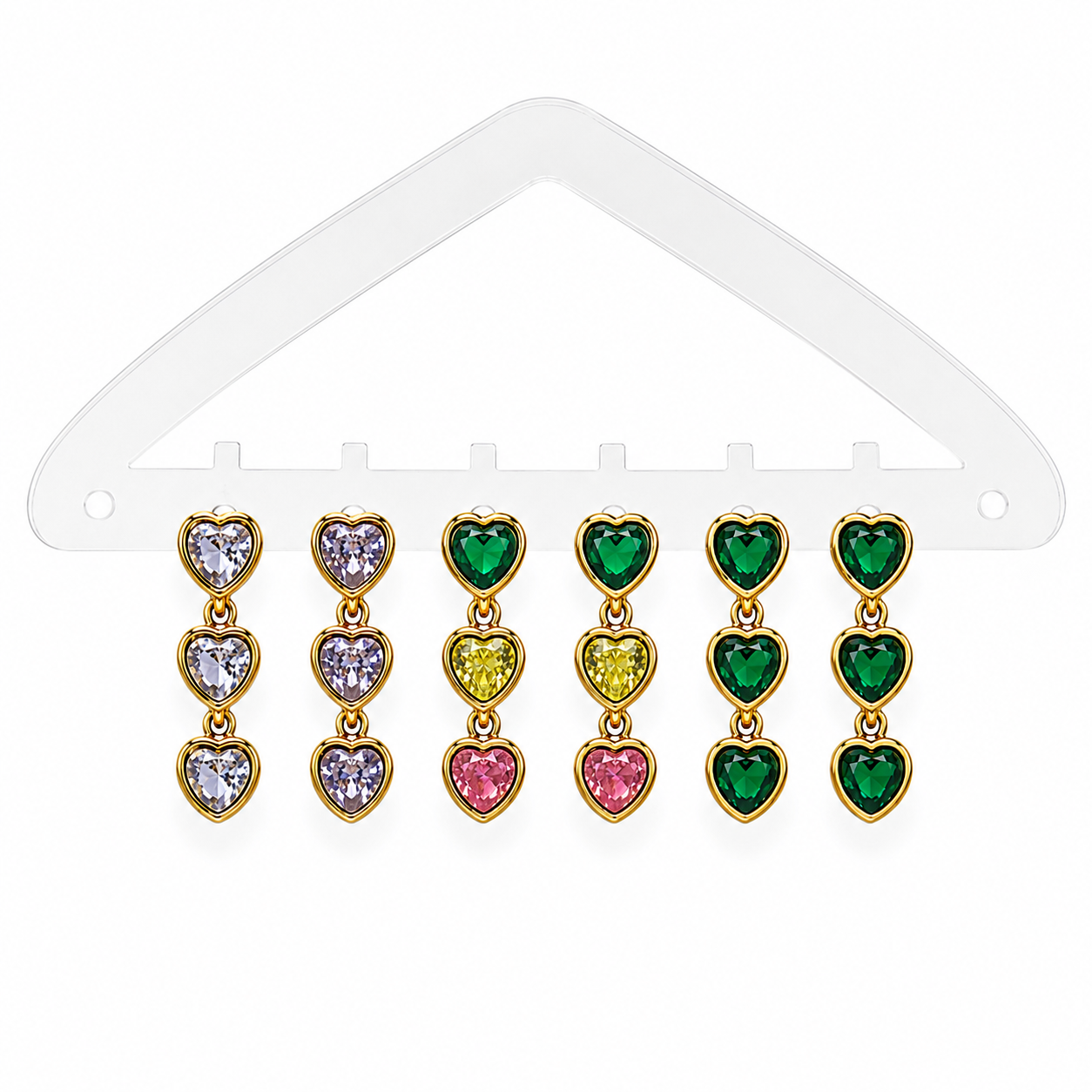 Hearts Crystal Layer Earrings