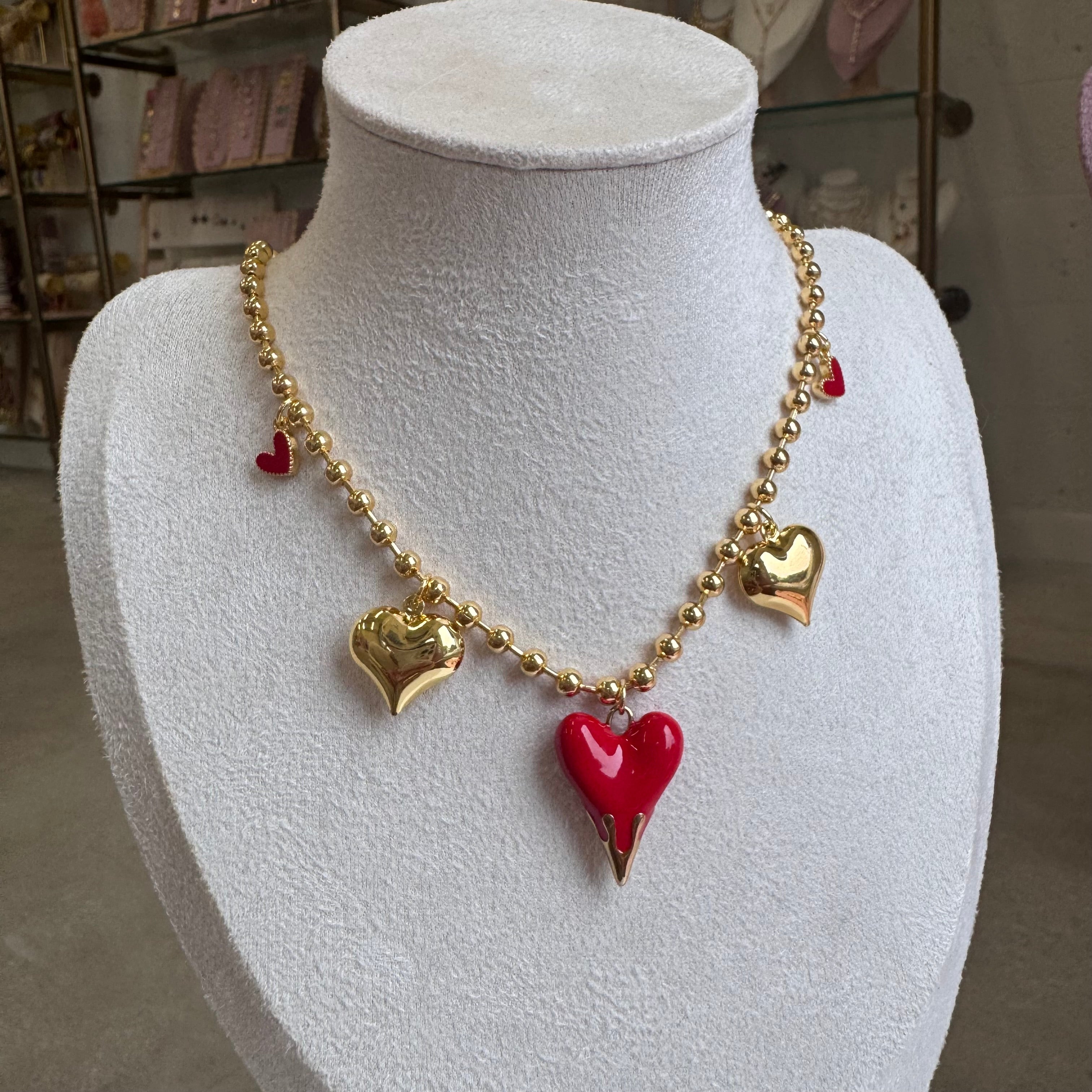 Melted Red Heart Necklace