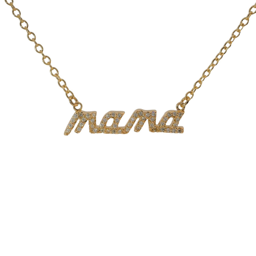 Mama Cursive Full Zirconium Necklace