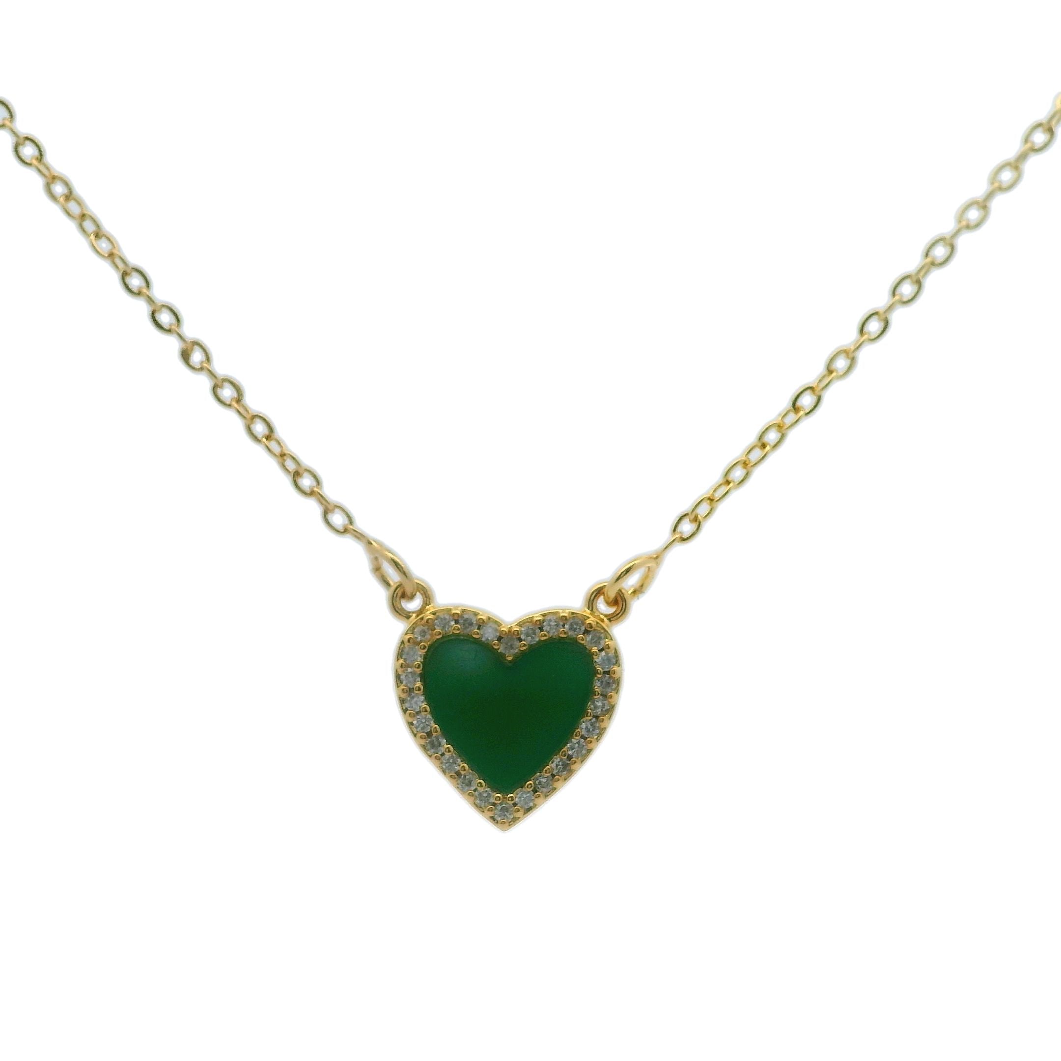 Nacar Zirconium Frame Heart Necklace