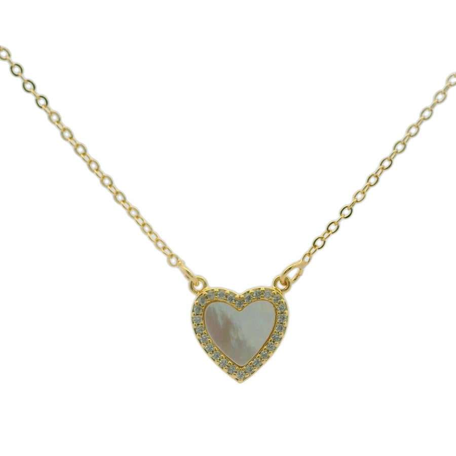 Nacar Zirconium Frame Heart Necklace