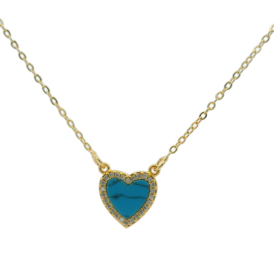 Nacar Zirconium Frame Heart Necklace